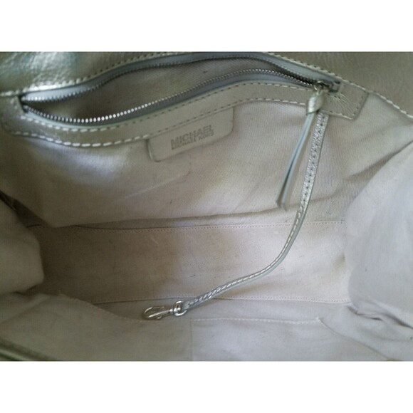 MICHAEL KORS Ivory  Signature Jacquard Fabric Gold Leather handbag - Picture 5 of 9